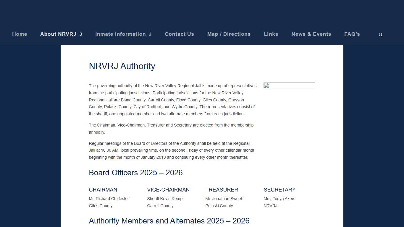 NRVRJ Authority New River Valley Regional Jail